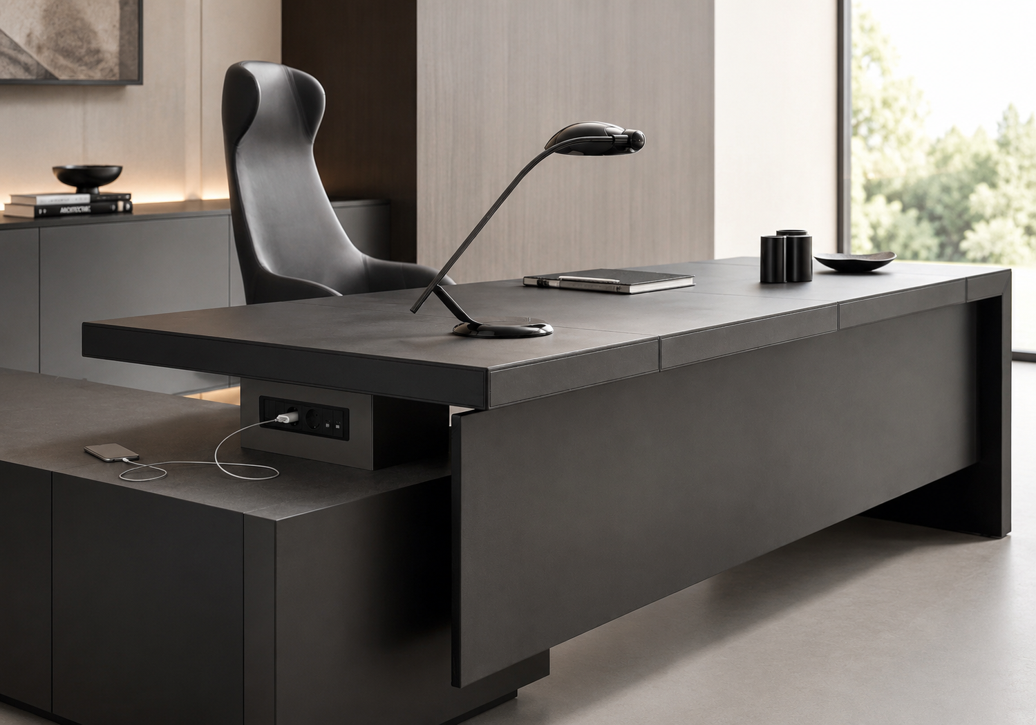 Finiture premium per Linea 350 legno laccato cemento e Cristalplant
